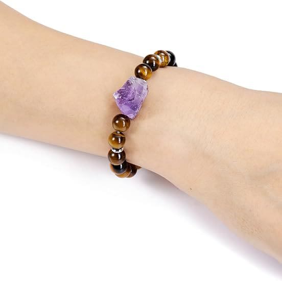 Bracelet en améthyste naturelle brute de 8 mm Olivenorma