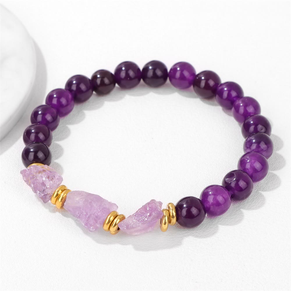 Bracelet en perles de pierres précieuses brutes naturelles Olivenorma