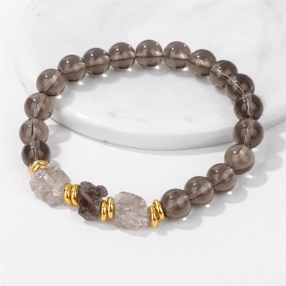 Bracelet en perles de pierres précieuses brutes naturelles Olivenorma