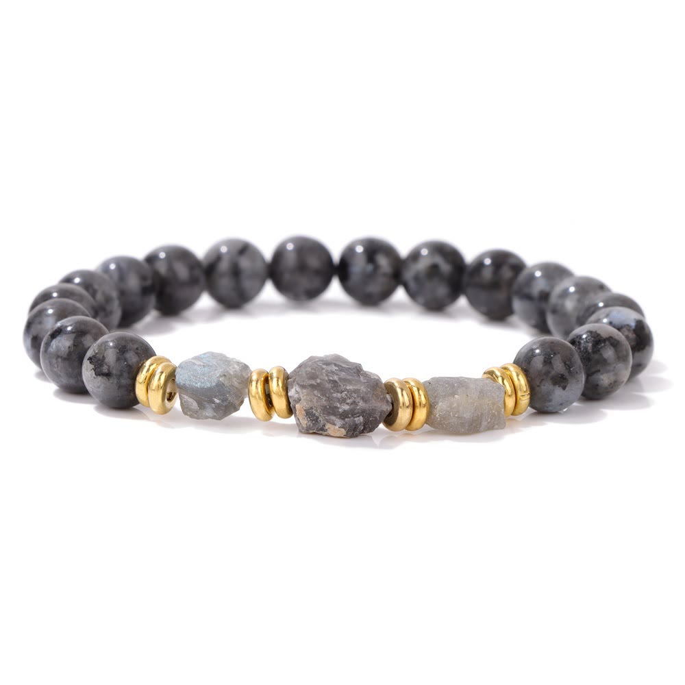Bracelet en perles de pierres précieuses brutes naturelles Olivenorma