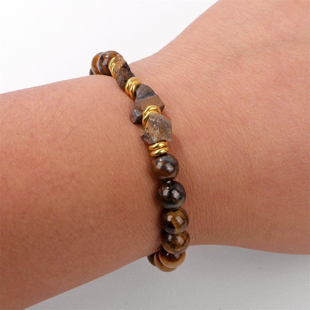Bracelet en perles de pierres précieuses brutes naturelles Olivenorma