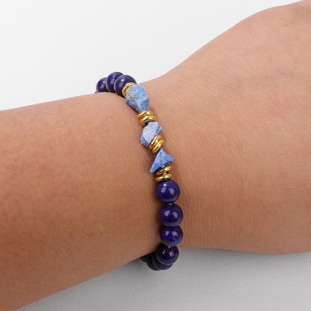 Bracelet en perles de pierres précieuses brutes naturelles Olivenorma