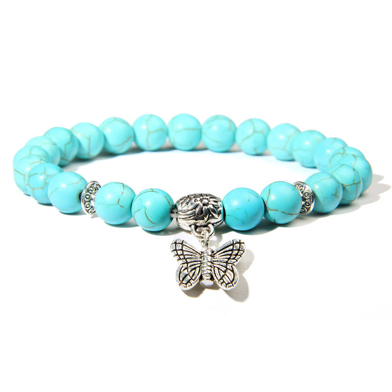 Bracelet à breloques papillon en turquoise naturelle Olivenorma
