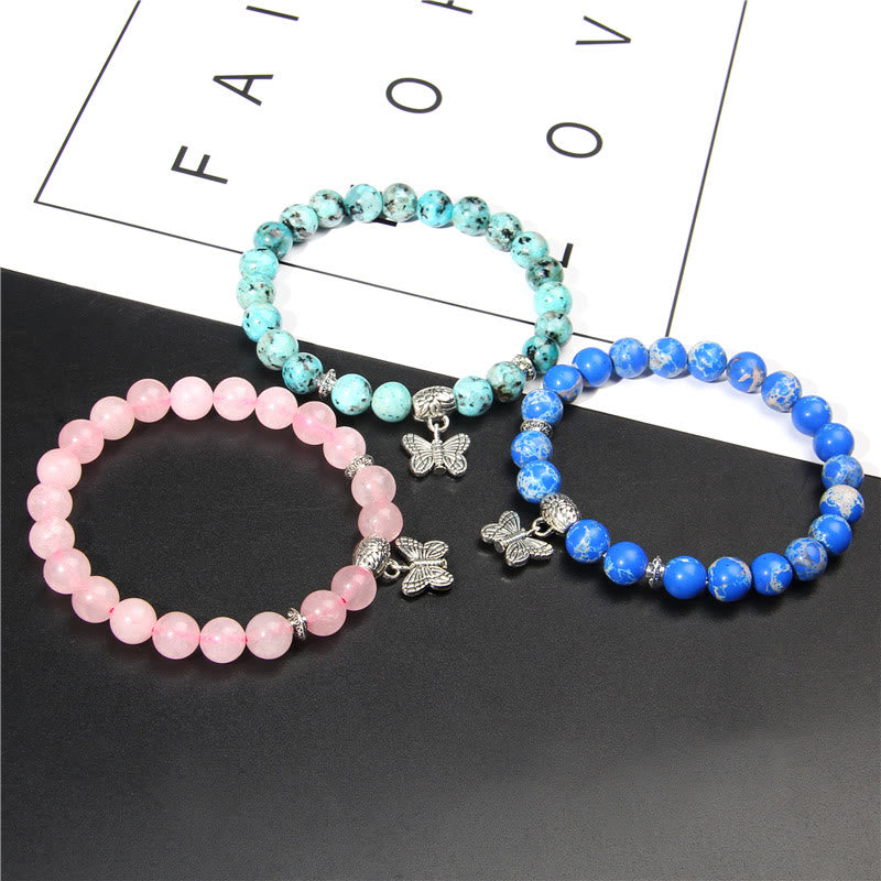 Bracelet à breloques papillon en turquoise naturelle Olivenorma