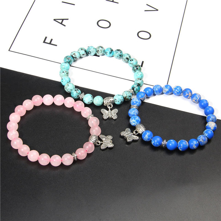 Bracelet à breloques papillon en turquoise naturelle Olivenorma