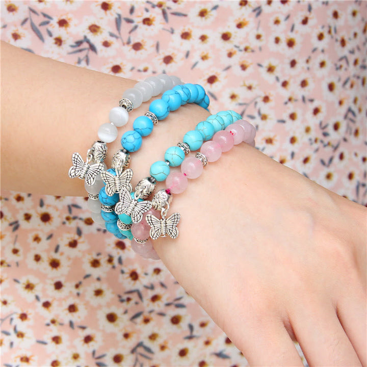 Bracelet à breloques papillon en turquoise naturelle Olivenorma