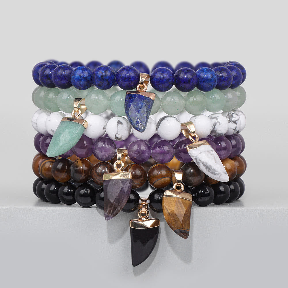 Bracelet de guérison en perles rondes polies en pierre naturelle Olivenorma
