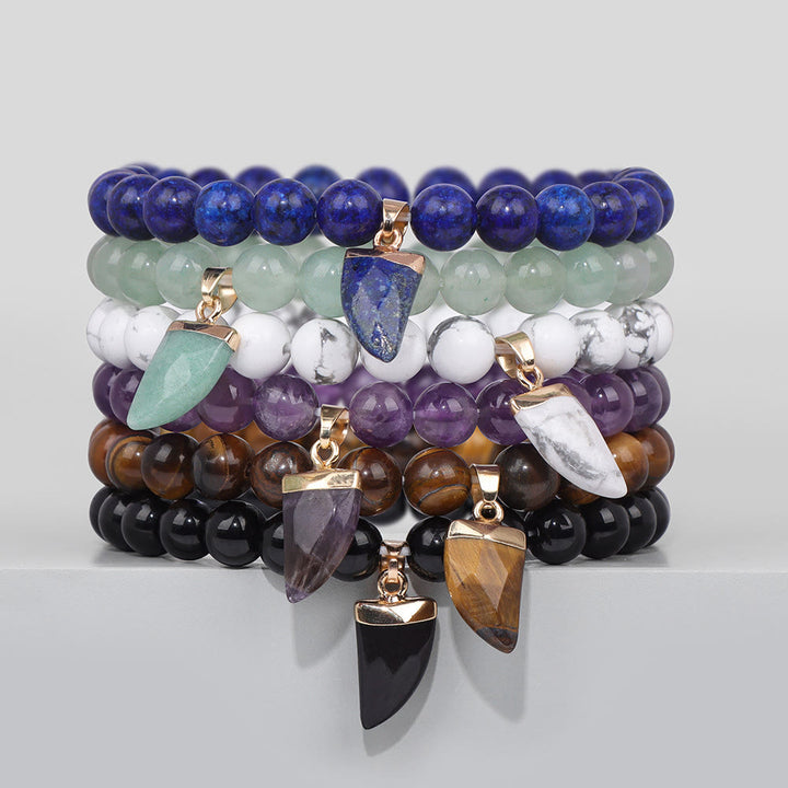 Bracelet de guérison en perles rondes polies en pierre naturelle Olivenorma