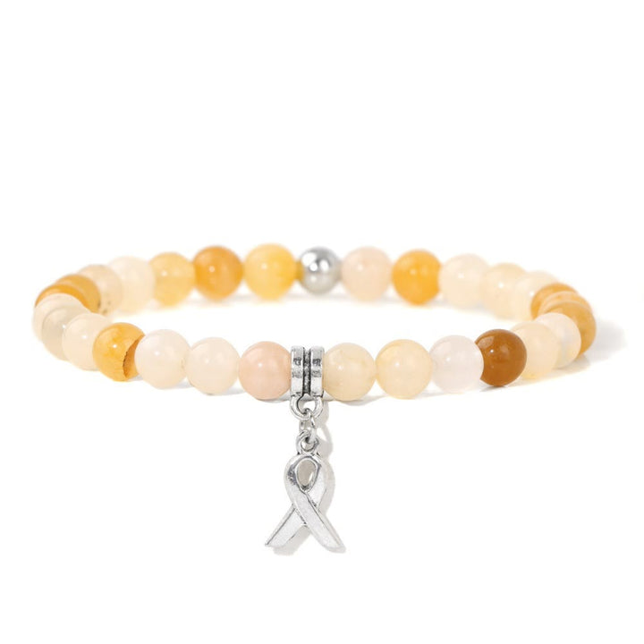 Bracelet porte-bonheur en perles de pierres précieuses naturelles avec breloque ruban Olivenorma