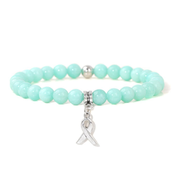 Bracelet porte-bonheur en perles de pierres précieuses naturelles avec breloque ruban Olivenorma