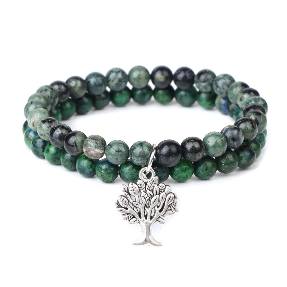 Bracelet double couche de pierres précieuses Arbre de vie Olivenorma