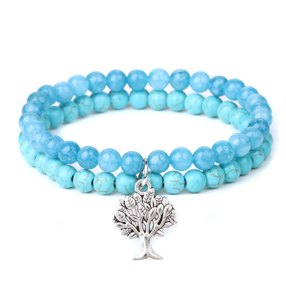 Bracelet double couche de pierres précieuses Arbre de vie Olivenorma