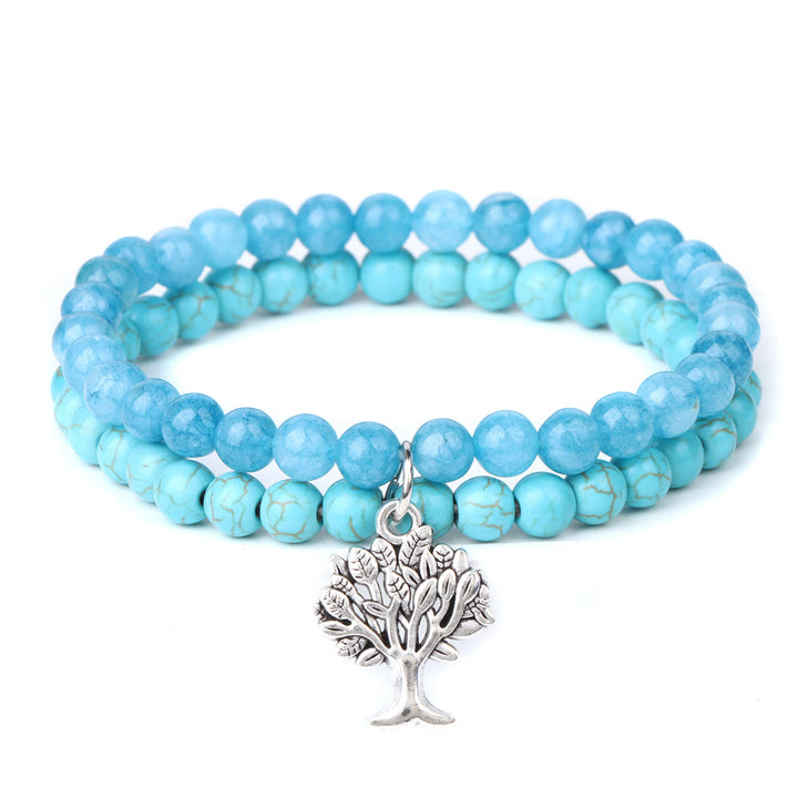 Bracelet double couche de pierres précieuses Arbre de vie Olivenorma