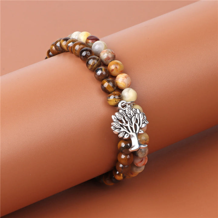 Bracelet double couche de pierres précieuses Arbre de vie Olivenorma