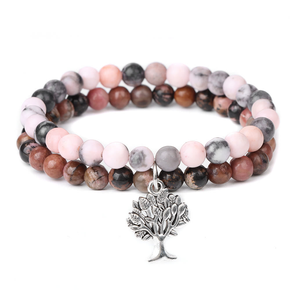 Bracelet double couche de pierres précieuses Arbre de vie Olivenorma