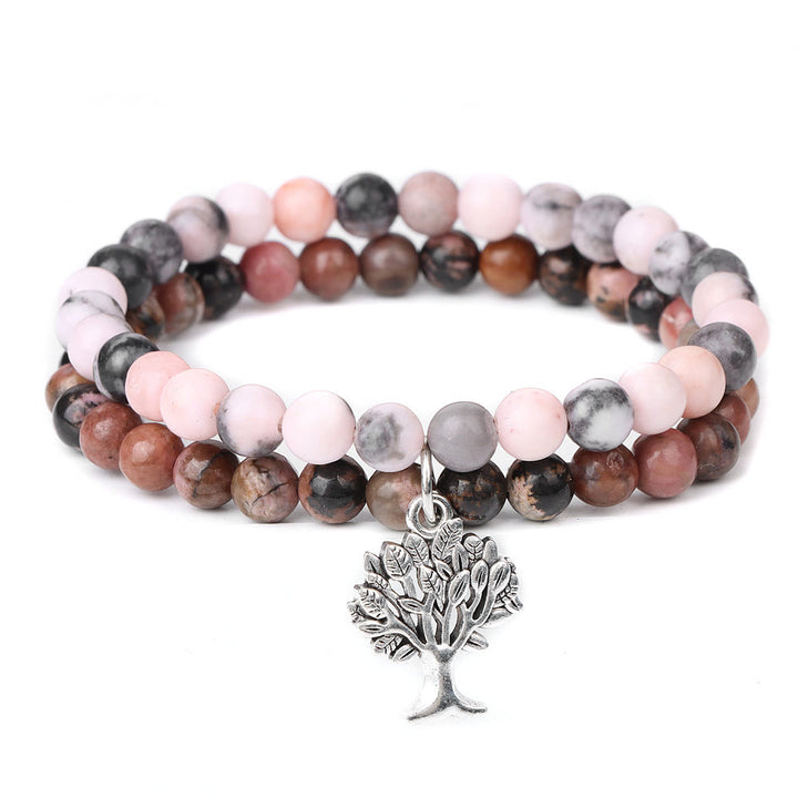 Bracelet double couche de pierres précieuses Arbre de vie Olivenorma