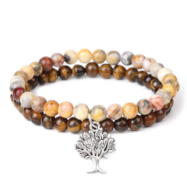 Bracelet double couche de pierres précieuses Arbre de vie Olivenorma