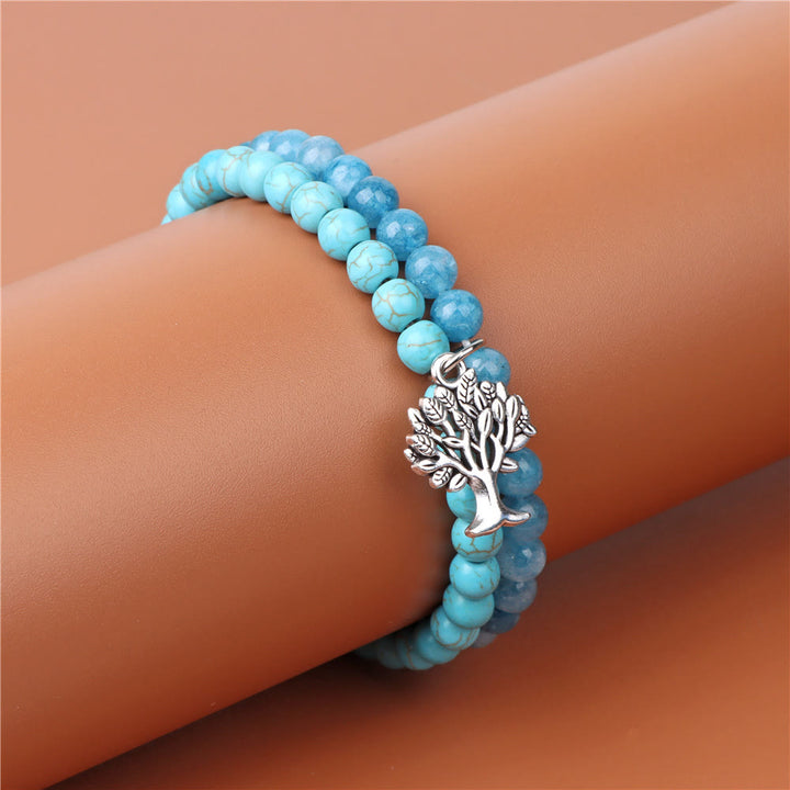Bracelet double couche de pierres précieuses Arbre de vie Olivenorma