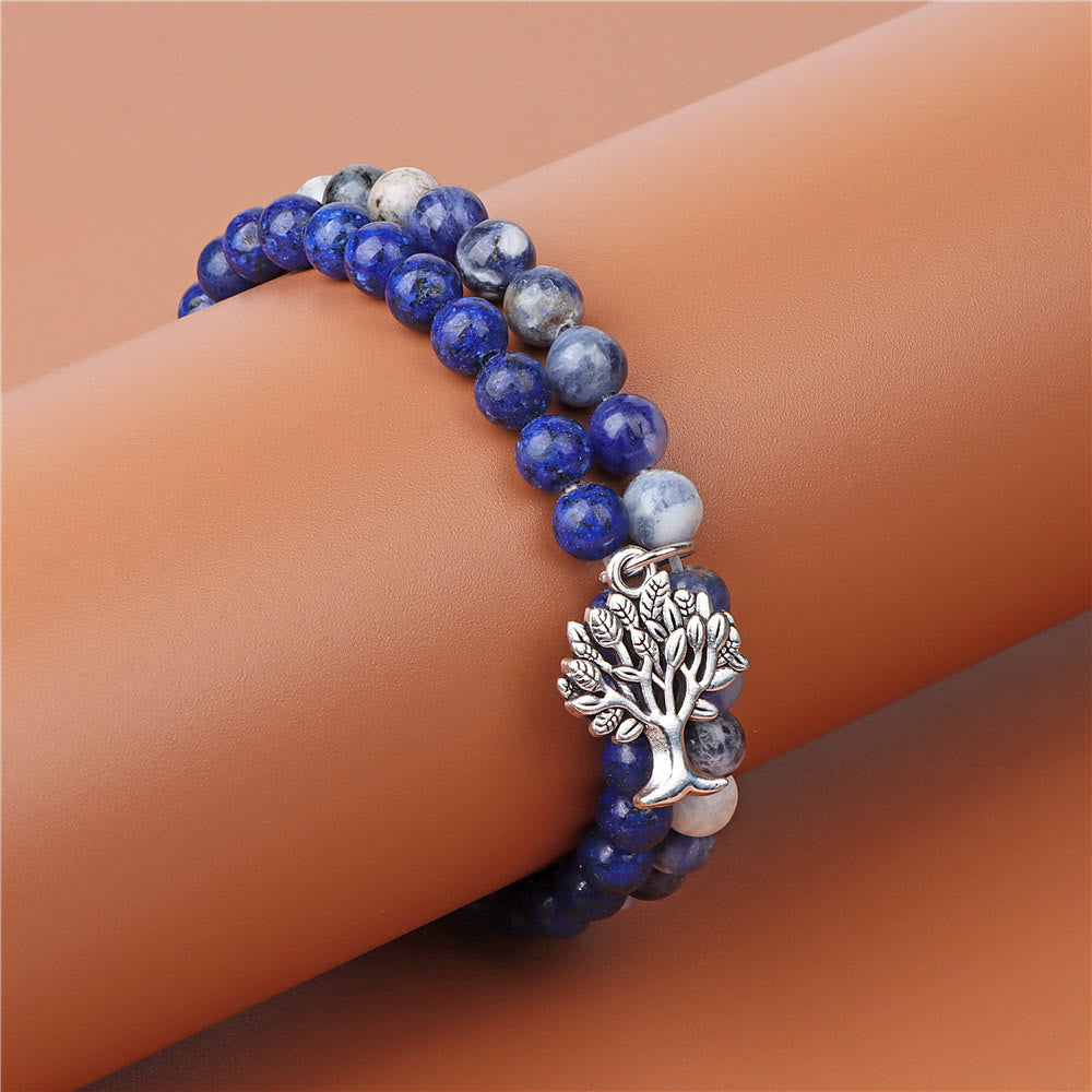 Bracelet double couche de pierres précieuses Arbre de vie Olivenorma