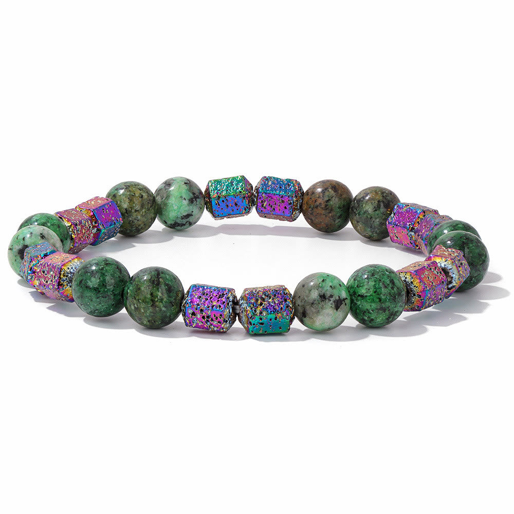 Bracelet en perles de pierre de lave géométriques pailletées Olivenorma