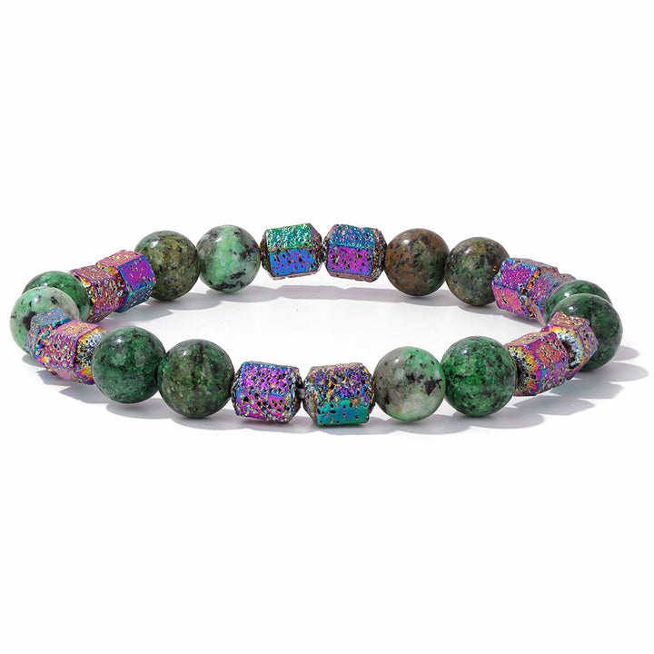 Bracelet en perles de pierre de lave géométriques pailletées Olivenorma