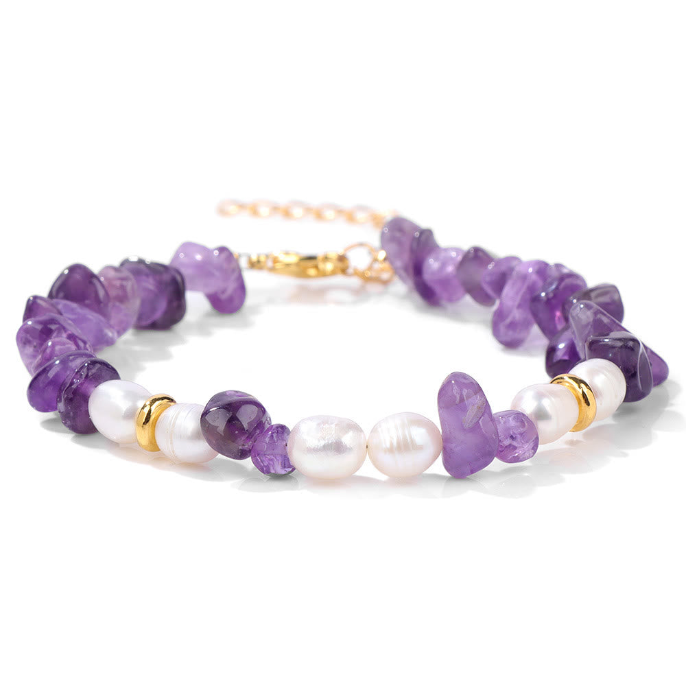 Bracelet de perles irrégulières en gravier et pierres précieuses Olivenorma