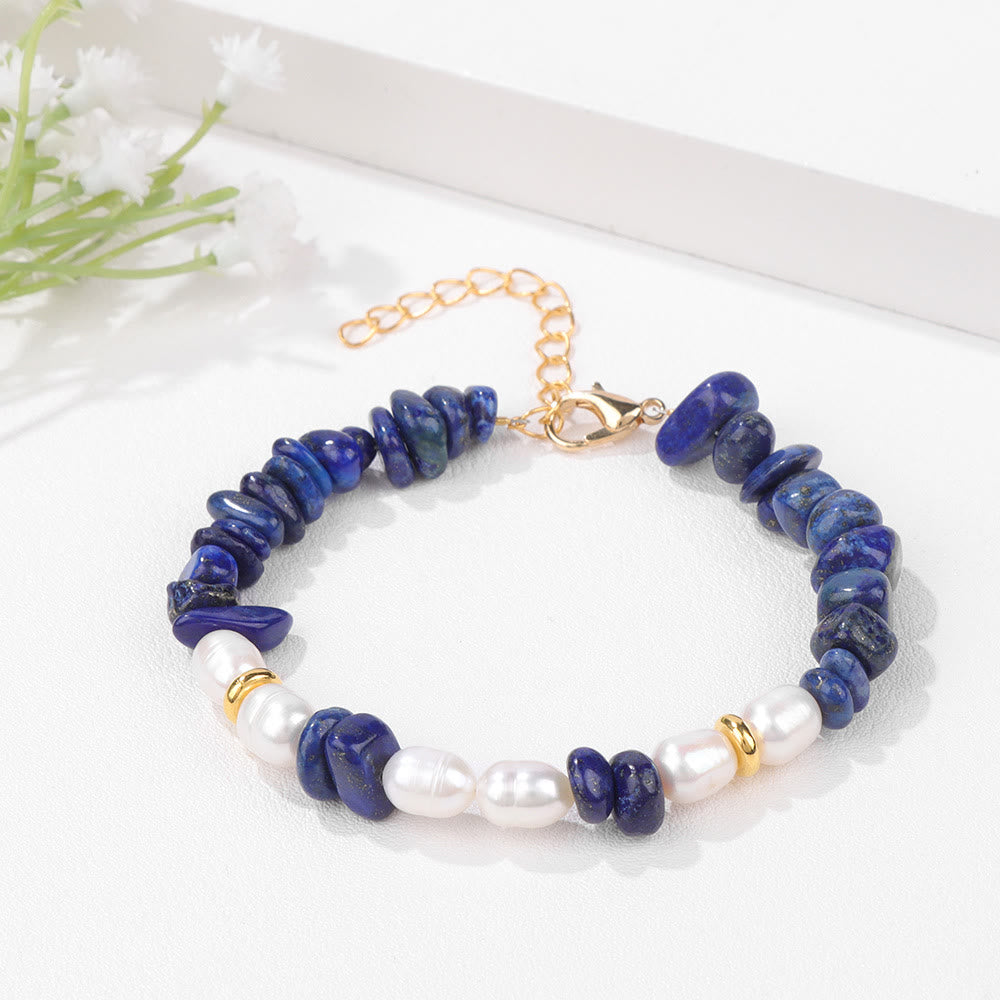 Bracelet de perles irrégulières en gravier et pierres précieuses Olivenorma