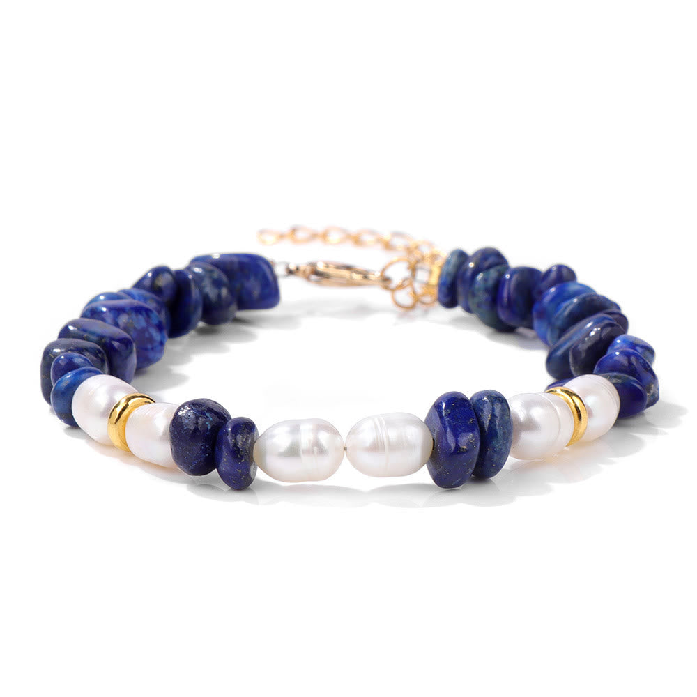 Bracelet de perles irrégulières en gravier et pierres précieuses Olivenorma