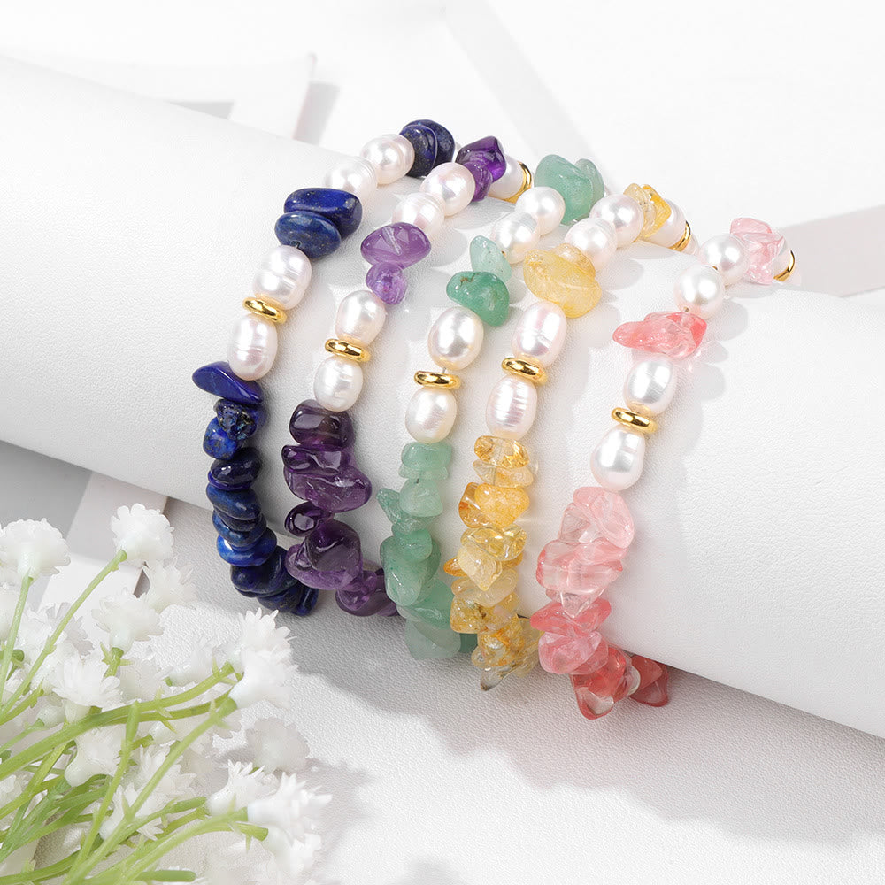 Bracelet de perles irrégulières en gravier et pierres précieuses Olivenorma