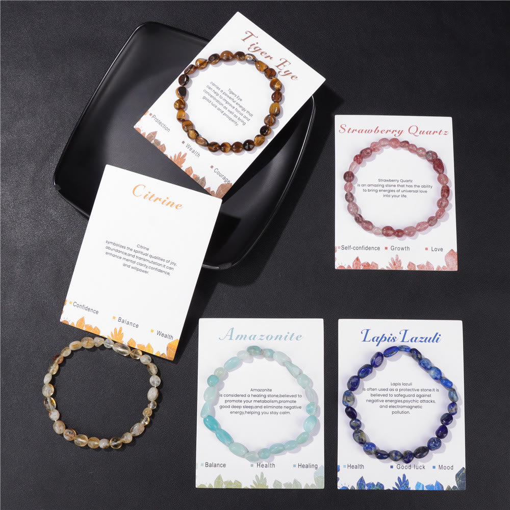 Bracelet de guérison ajustable en pierres précieuses irrégulières Olivenorma