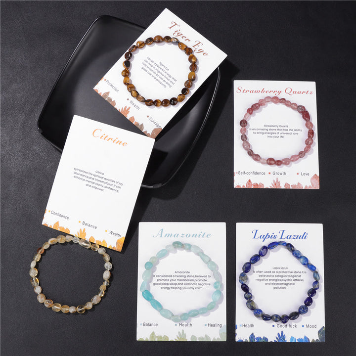 Bracelet de guérison ajustable en pierres précieuses irrégulières Olivenorma