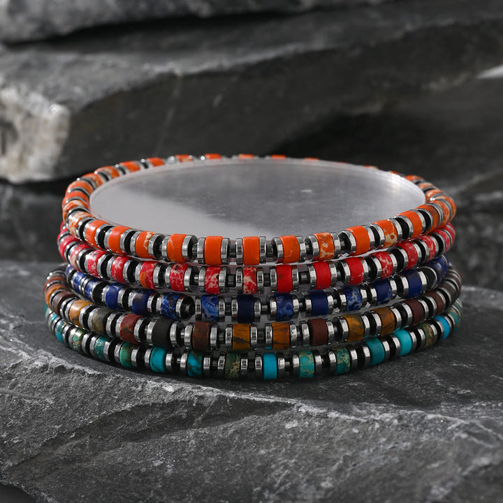 Bracelet en perles d'agate naturelle de style bohème Olivenorma