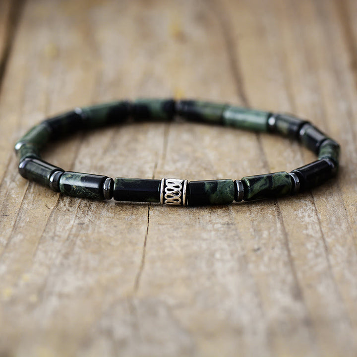 Bracelet Olivenorma en perles empilées en bois de malachite naturelle, lot de 2