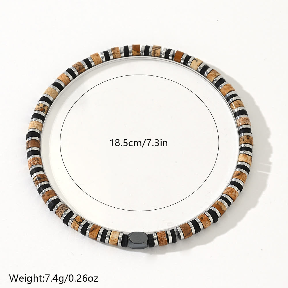Bracelet en perles de bronzite naturelle en forme de colonne Olivenorma