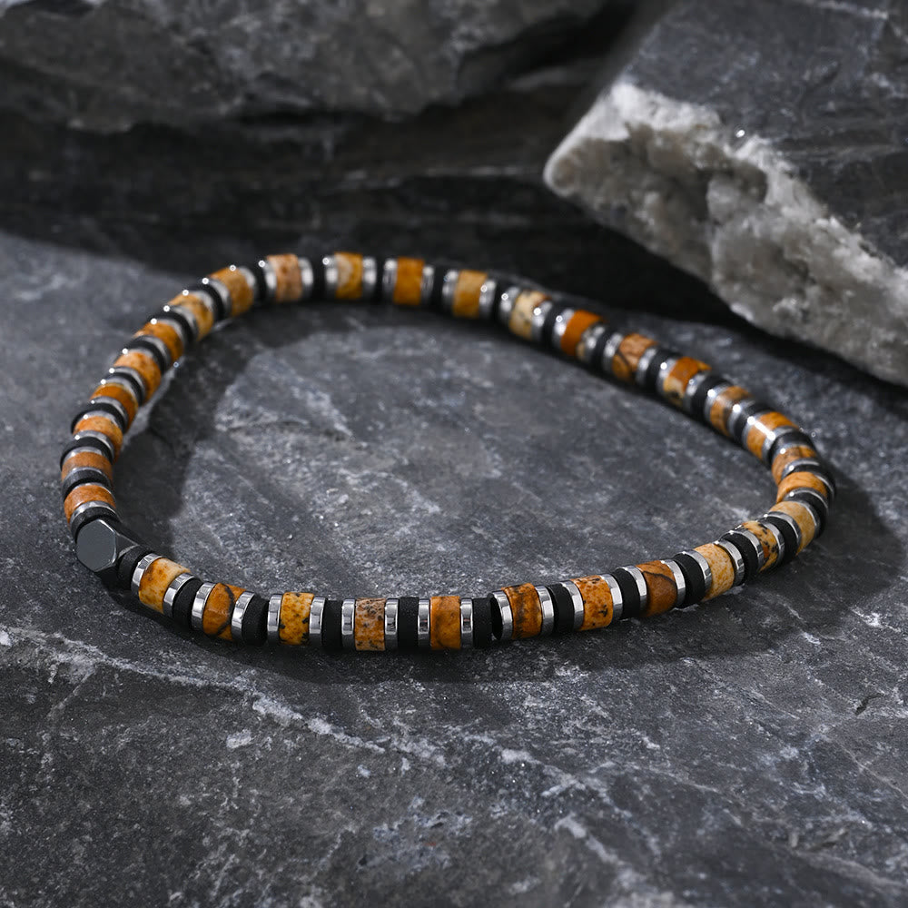 Bracelet en perles de bronzite naturelle en forme de colonne Olivenorma