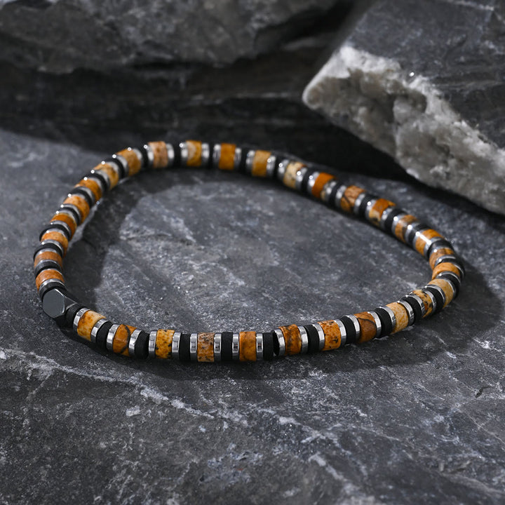 Bracelet en perles de bronzite naturelle en forme de colonne Olivenorma