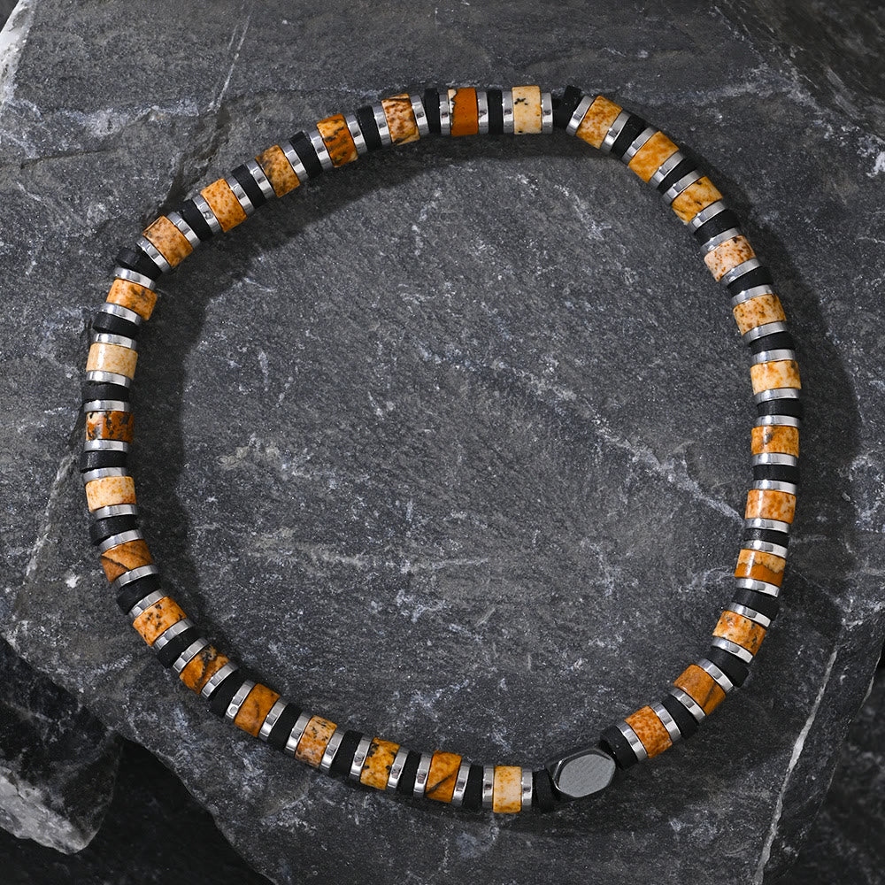 Bracelet en perles de bronzite naturelle en forme de colonne Olivenorma