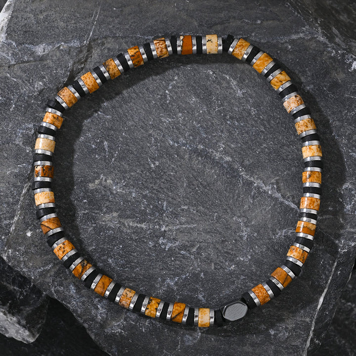 Bracelet en perles de bronzite naturelle en forme de colonne Olivenorma