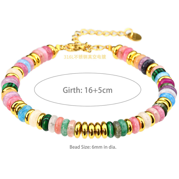 Bracelet Boho en perles d'agate naturelle colorées Olivenorma