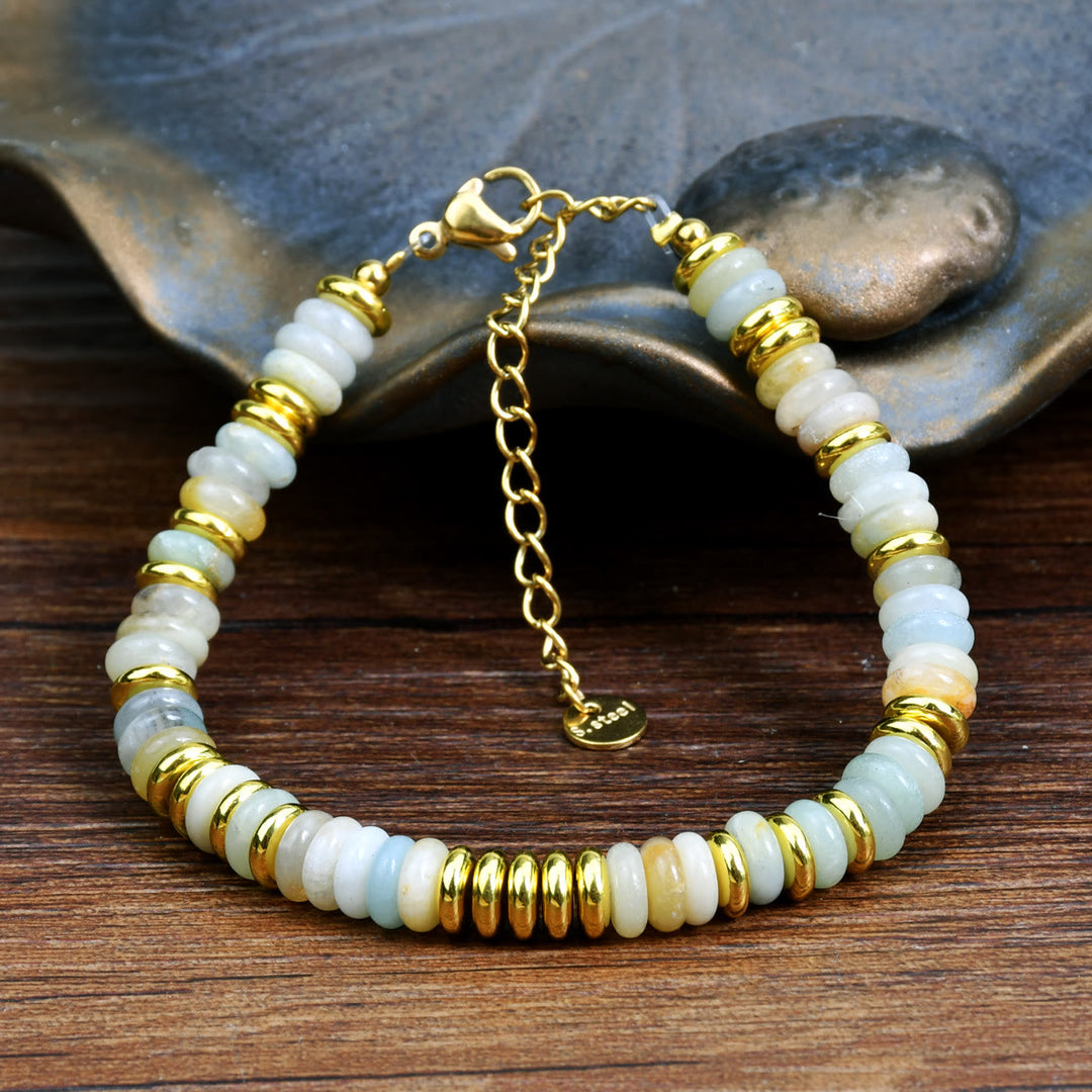 Bracelet Boho en perles d'agate naturelle colorées Olivenorma