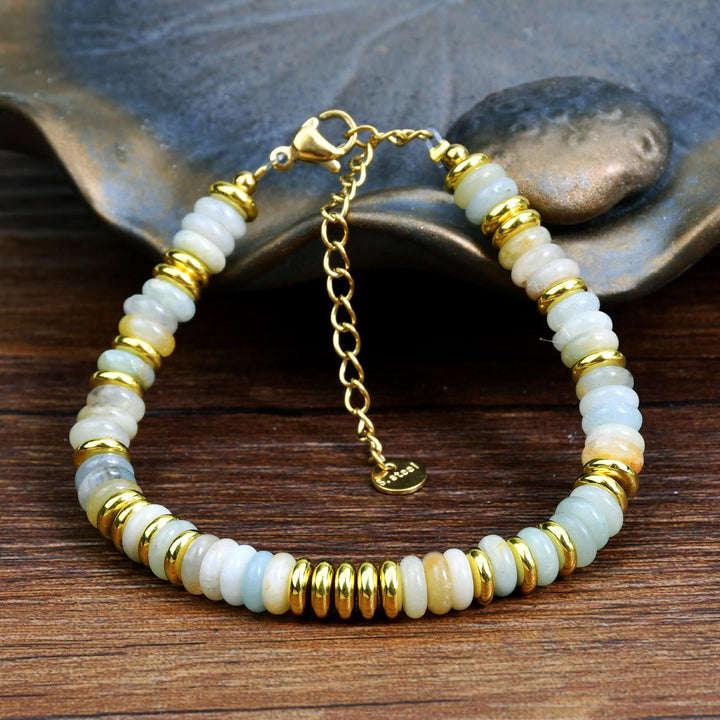 Bracelet Boho en perles d'agate naturelle colorées Olivenorma