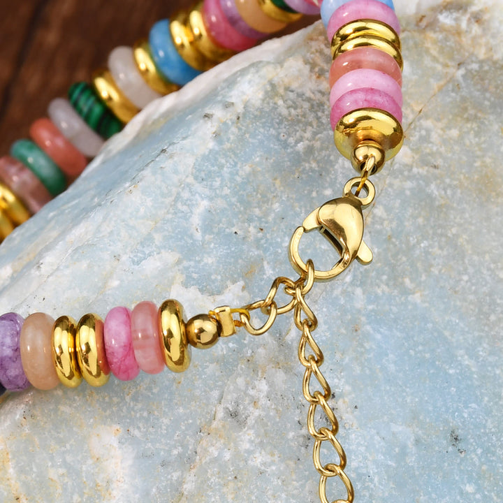 Bracelet Boho en perles d'agate naturelle colorées Olivenorma