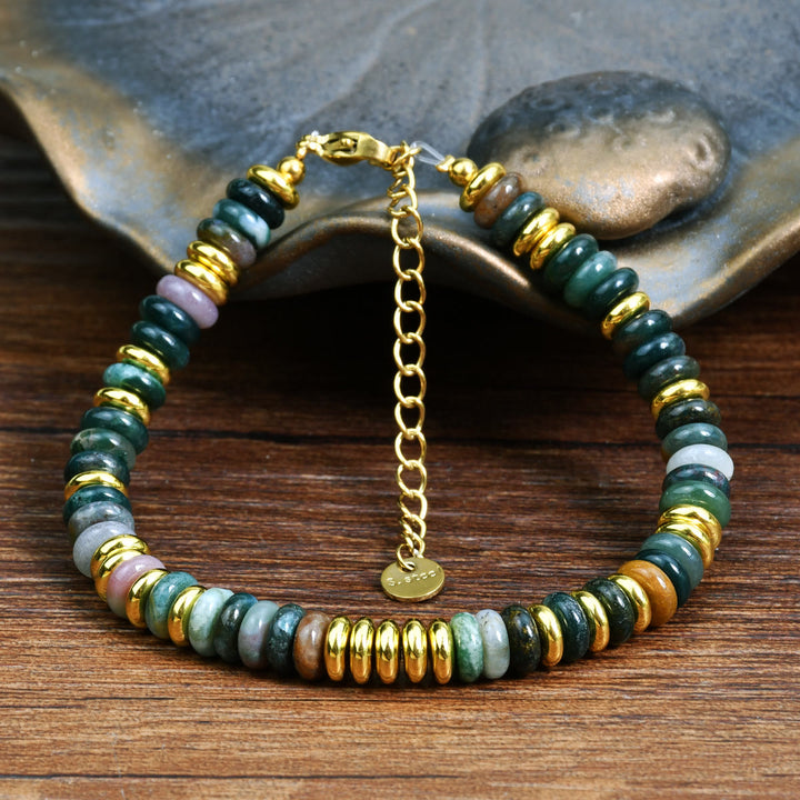Bracelet Boho en perles d'agate naturelle colorées Olivenorma