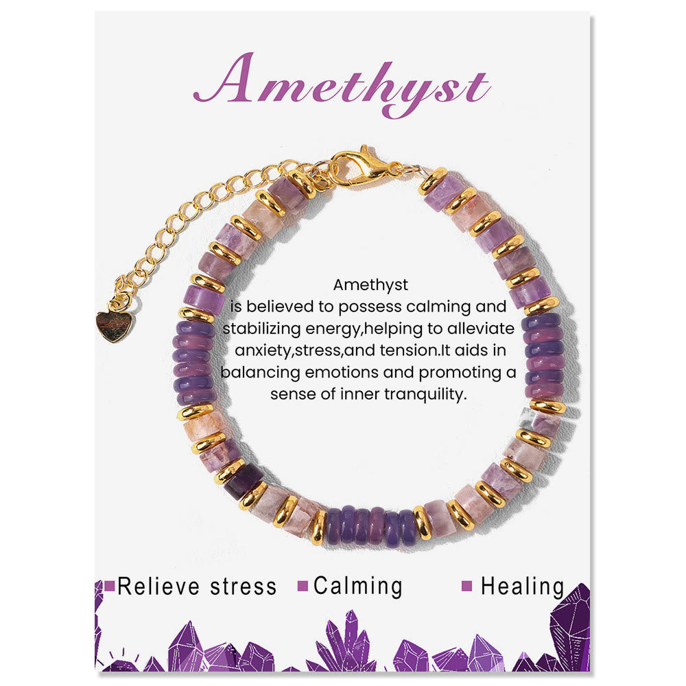Bracelet en perles de pierres précieuses naturelles taillées à la roue Olivenorma