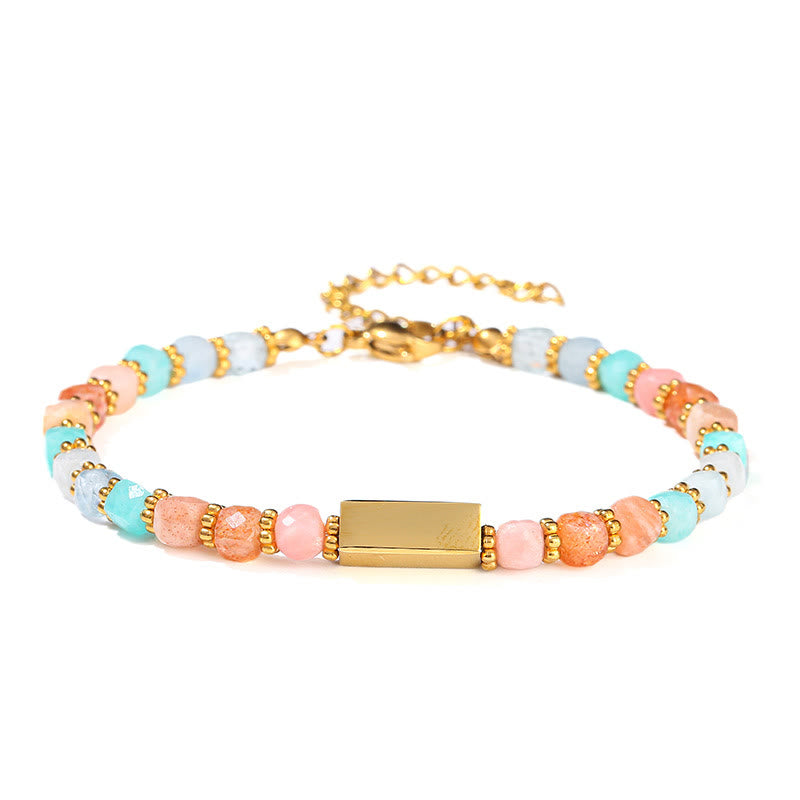 Bracelet en perles de pierres précieuses naturelles à taille cubique Olivenorma