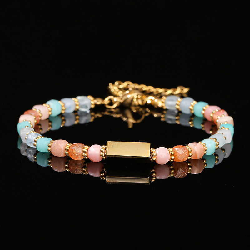 Bracelet en perles de pierres précieuses naturelles à taille cubique Olivenorma