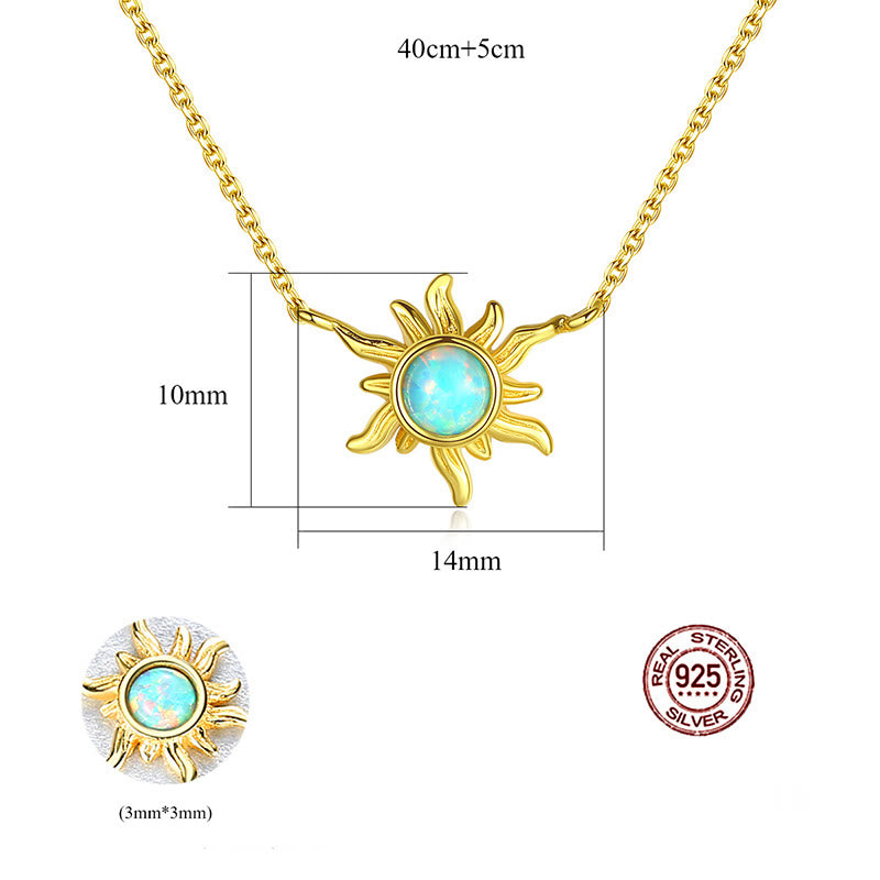 Collier en argent sterling 925 en forme de soleil avec opale Olivenorma