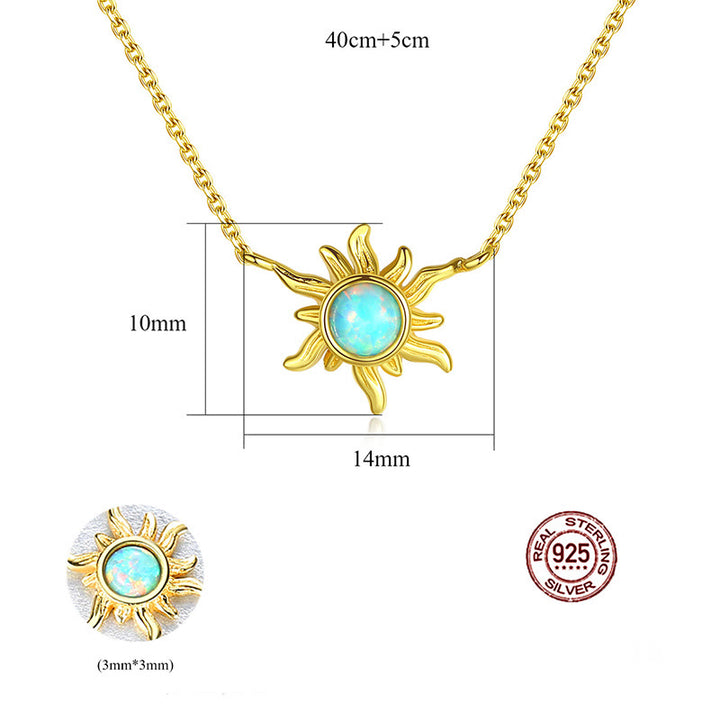 Collier en argent sterling 925 en forme de soleil avec opale Olivenorma