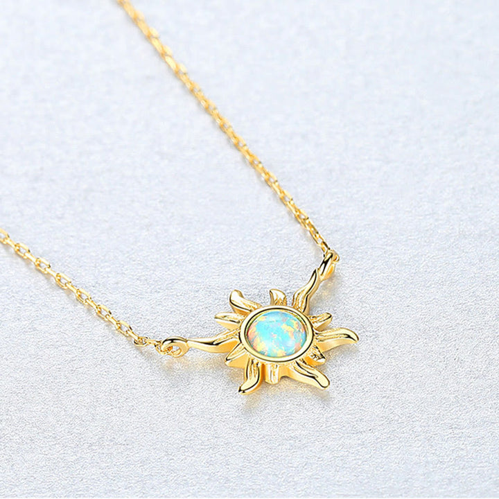 Collier en argent sterling 925 en forme de soleil avec opale Olivenorma
