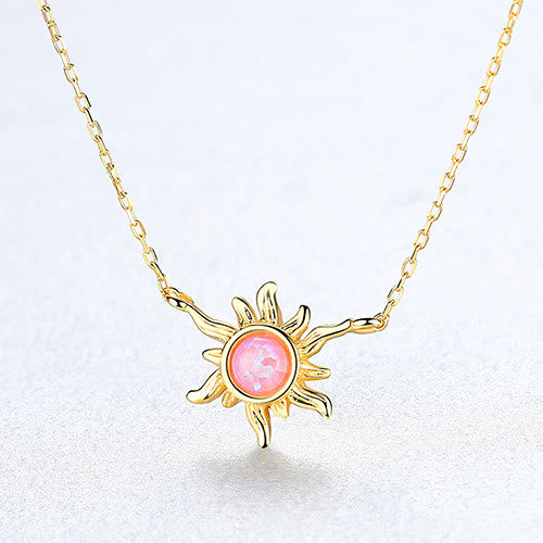 Collier en argent sterling 925 en forme de soleil avec opale Olivenorma